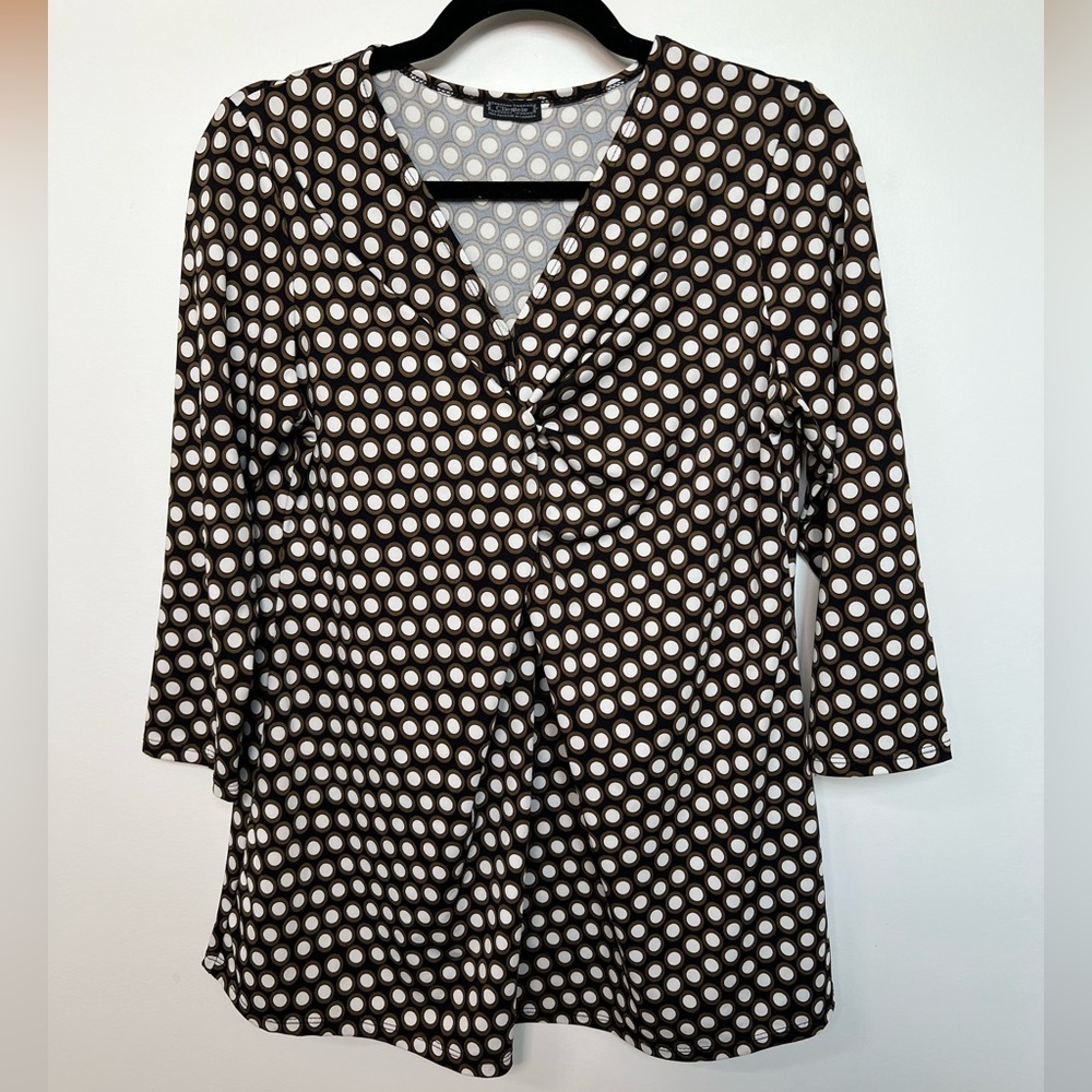 Clientele Ruched/Twist Front Top 3/4 Sleeve